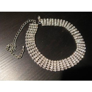 Kolia - naszyjnik - obroża - srebrna z diamencikami - obróżka - sztuczna biżuteria