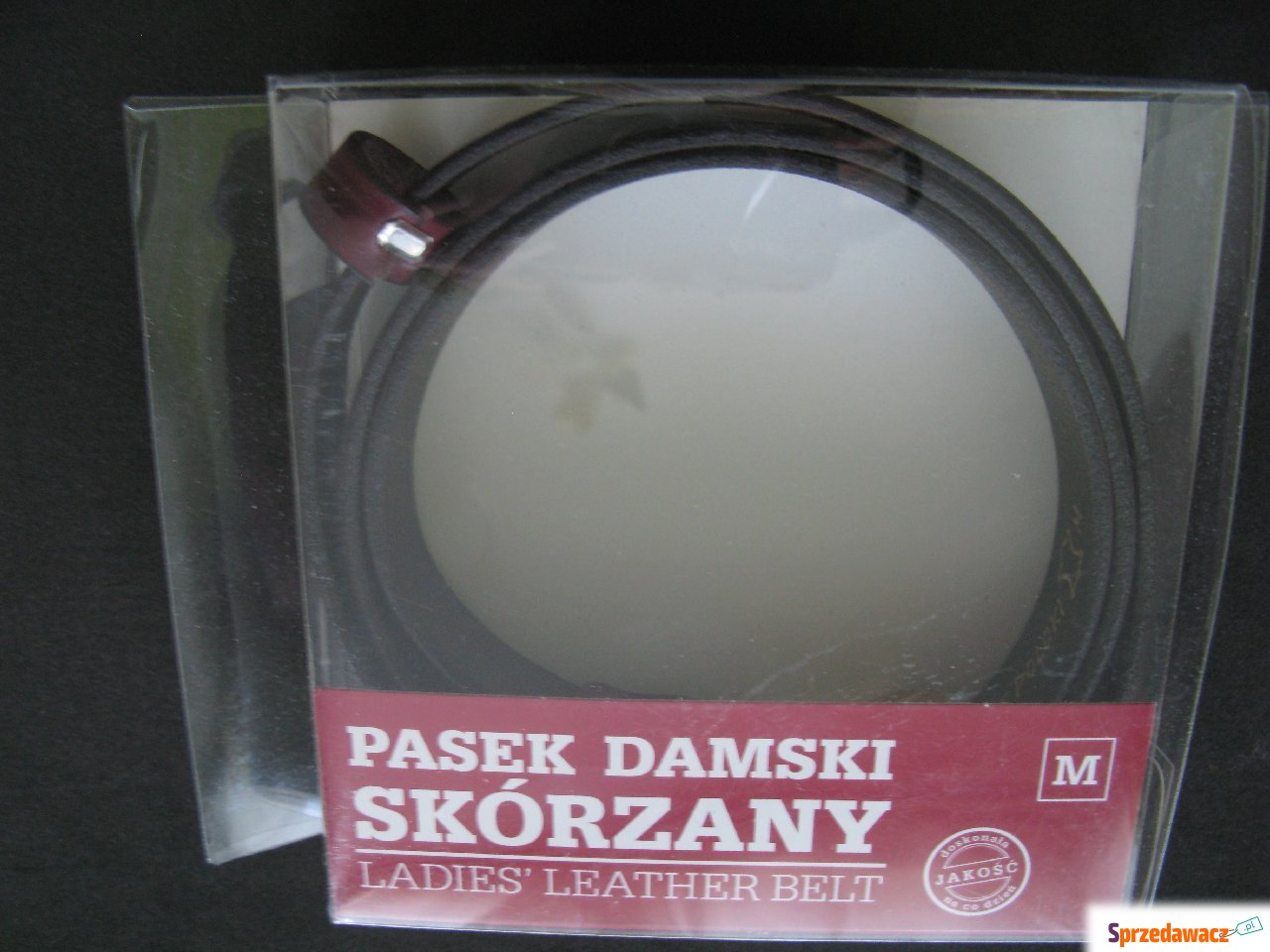 Nowy pasek skórzany bordowy -...