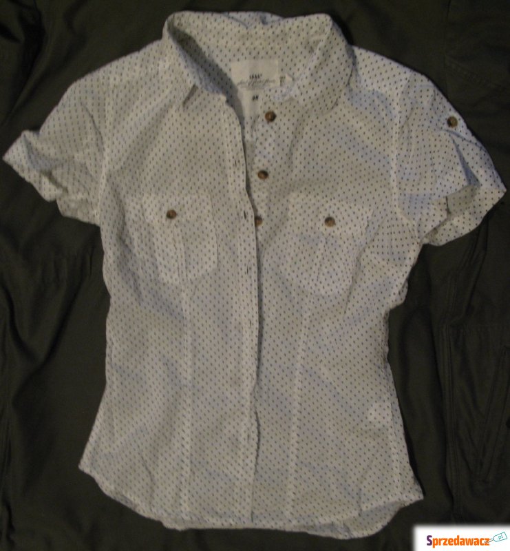 H&M biała bluzka koszula w kropeczki - Bluzki, koszule - Toruń