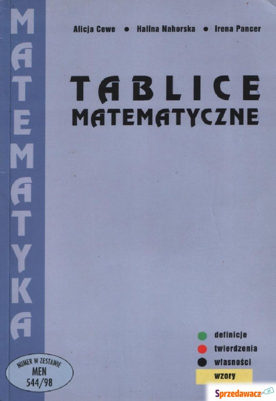 Tablice matematyczne - Cewe, Nahorska, Pancer... - Książki, podręczniki - Biała Podlaska
