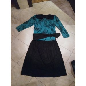 Czarno-turkusowy elegancki komplet, garsonka M... - Komplety damskie - Hrubieszów - zdjęcie 3
