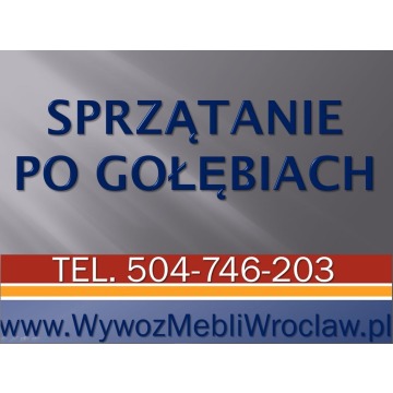 Sprzątanie balkonu po gołębiach, cena tel 504-76-203, odchodów ptasich, Wrocław