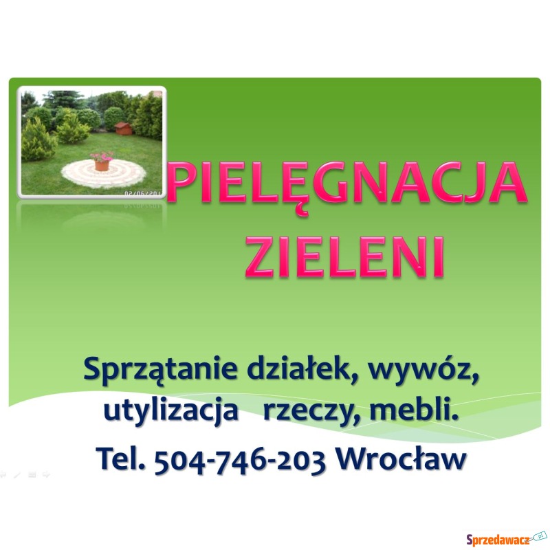 Sprzątanie ogrodu, ogrodnik Wrocław, cena tel... - Pozostałe usługi - Wrocław