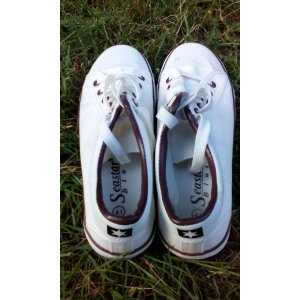 Trampki białe jak Conversy All Star - prawie nowe... - Buty sportowe miejskie... - Gliwice - zdjęcie 4