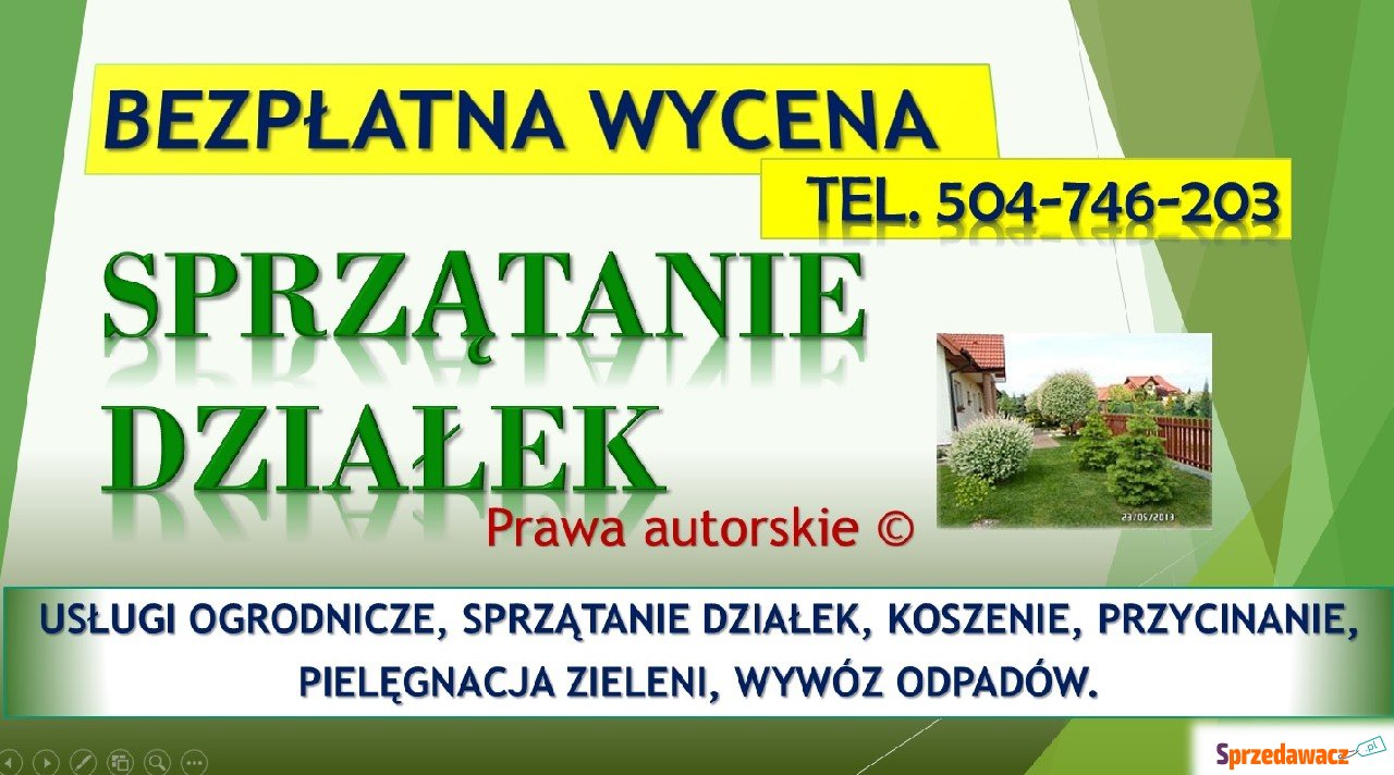 Uporządkowanie działki, cennik...