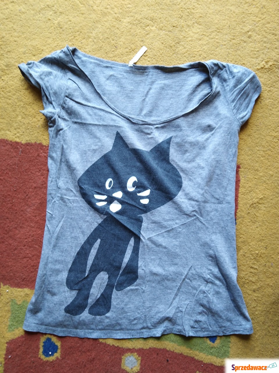 Bluzka T-shirt szary z kotem KOT...