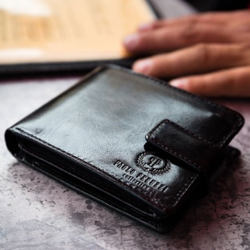 Skórzany portfel męski paolo peruzzi ga182 czarny - czarny