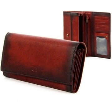Damski portfel skórzany daag alive p-10 vintage czerwony w pudełku - czerwony