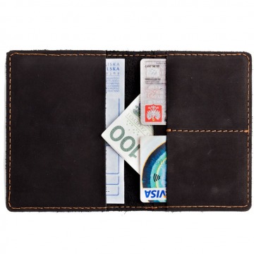 Skórzany cienki portfel slim wallet brodrene sw01 czarny - czarny