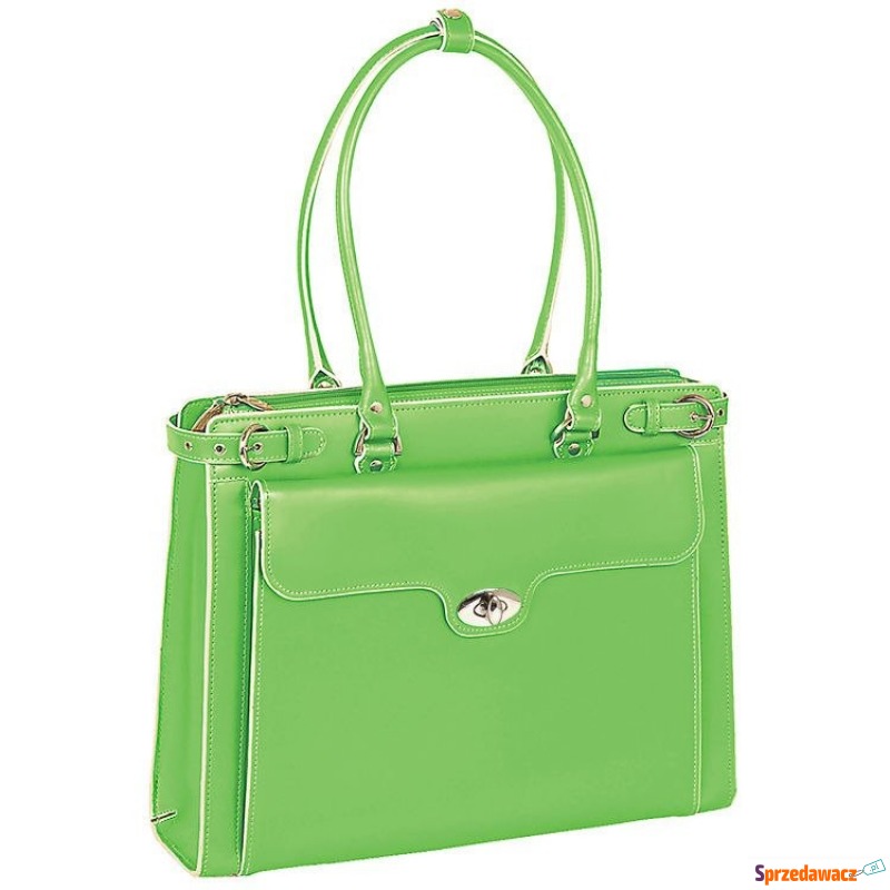 Skórzana torba damska na laptopa 15,4" zielona... - Torby, torebki, teczki - Mikołów
