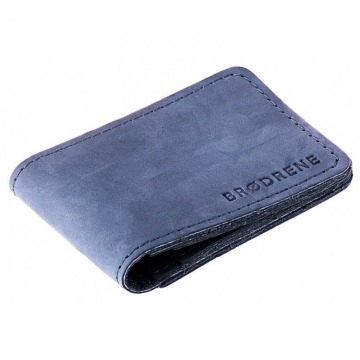 Skórzany cienki portfel slim wallet brodrene sw02n granatowy - granatowy
