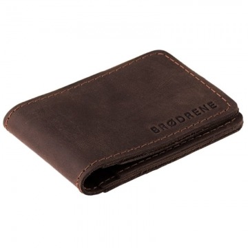 Skórzany cienki portfel slim wallet brodrene sw02db ciemnobrązowy - c. brązowy