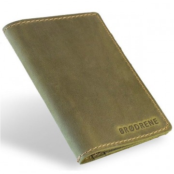Skórzany cienki portfel slim wallet brodrene sw01 oliwkowy - oliwkowy