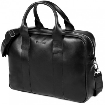 Skórzana torba męska na laptopa brodrene r01 czarna - czarny