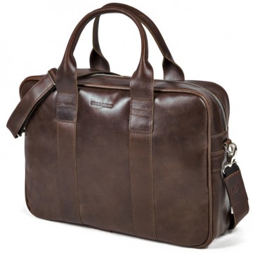 Skórzana torba męska na laptopa brodrene r01 ciemnobrązowa - c. brązowy