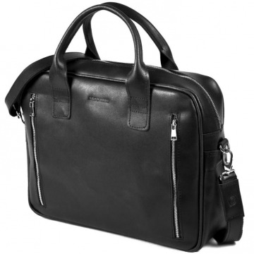 Skórzana torba męska na laptopa brodrene r02 czarna - czarny