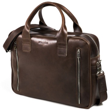 Skórzana torba męska na laptopa brodrene r02 ciemnobrązowa - c. brązowy