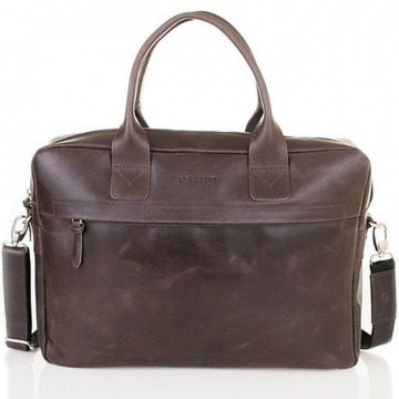 Skórzana torba męska na laptopa brodrene r03 ciemnobrązowa - c. brązowy