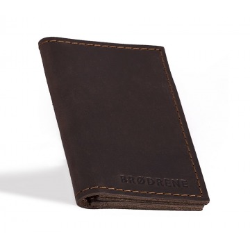Skórzany cienki portfel slim wallet brodrene sw03 ciemnobrązowy - c. brązowy