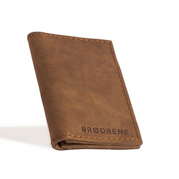 Skórzany cienki portfel slim wallet brodrene sw03 jasnobrązowy - j. brązowy