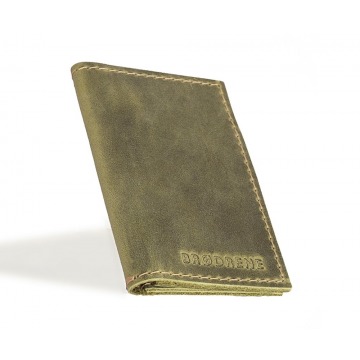 Skórzany cienki portfel slim wallet brodrene sw03 oliwkowy - oliwkowy