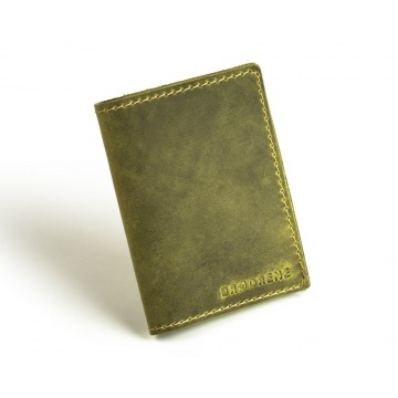 Skórzany cienki portfel slim wallet z bilonówką brodrene sw04 oliwkowy - oliwkowy