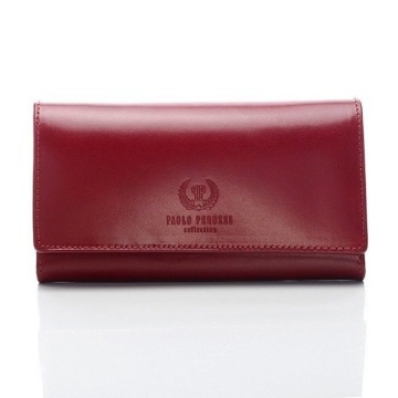 Ekskluzywny skórzany portfel damski w pudełku ga40 czerwony - czerwony