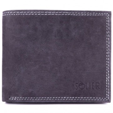 Skórzany portfel męski solier sw24 czarny - czarny