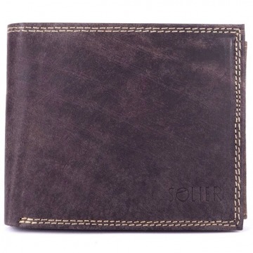 Skórzany portfel męski solier sw24 brązowy - brązowy