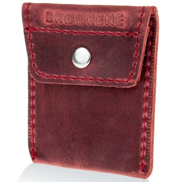 Skórzana bilonówka coin wallet brodrene cw02 czerwona - czerwony