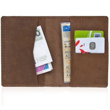 Skórzany cienki portfel slim wallet brodrene sw05 jasnobrązowy - j. brązowy
