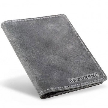 Skórzany cienki portfel slim wallet brodrene sw05 szary - szary