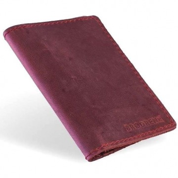 Skórzany cienki portfel slim wallet brodrene sw05 czerwony - czerwony