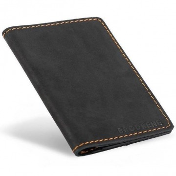 Skórzany cienki portfel slim wallet brodrene sw07 czarny - czarny