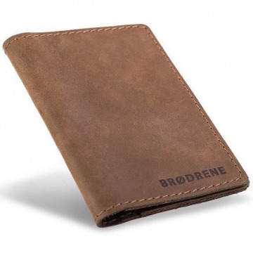 Skórzany cienki portfel slim wallet brodrene sw07 jasnobrązowy - j. brązowy