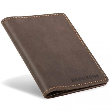 Skórzany cienki portfel slim wallet brodrene sw07 brązowy - c. brązowy