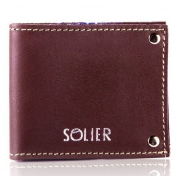 Skórzany cienki portfel wizytownik solier sw21 brązowy vintage - brązowy vintage