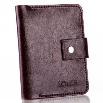 Skórzany cienki męski portfel z miejscem na monety solier sw17 ciemny brązowy - ciemny brąz