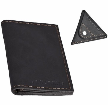 Skórzany zestaw portfel i bilonówka brodrene sw03 + cw01 czarny - czarny