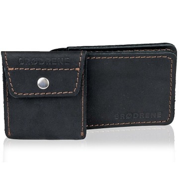 Skórzany zestaw portfel i bilonówka brodrene sw02 + cw02 czarny - czarny
