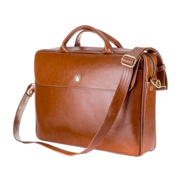 Skórzana torba aktówka damska na laptopa felice brązowa - brązowy vintage