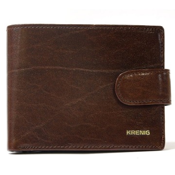 Skórzany portfel męski krenig el dorado 11080 brązowy - brązowy