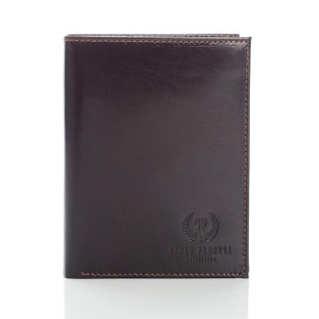 Skórzany portfel męski paolo peruzzi ga179 brązowy - brązowy