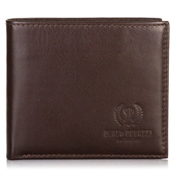 Skórzany portfel męski 2w1 paolo peruzzi ga175 brązowy - brązowy
