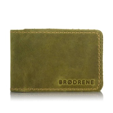 Skórzany cienki portfel slim wallet brodrene sw02 zielony - zielony