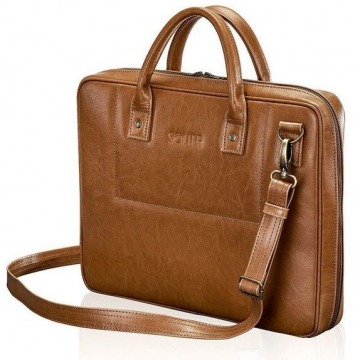Skórzana torba męska na laptopa solier brązowy vintage - brązowy vintage