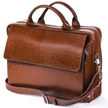 Skórzana torba męska na ramię, torba na laptop solier brązowy vintage - brązowy vintage