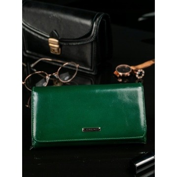Skórzany portfel damski zielony lorenti 1077 - zielony