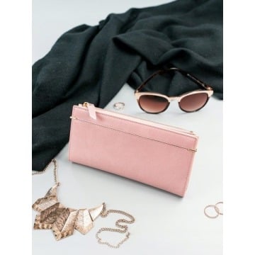 Portfel damski slim wallet różowy milano design k1209 - różowy