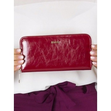 Skórzany portfel damski czerwony rfid rovicky - czerwony